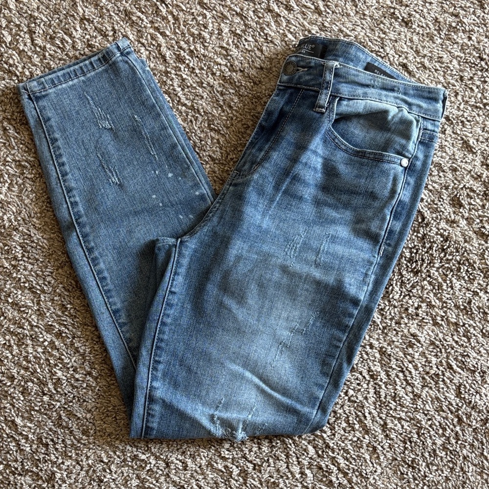 Judy Blue Faded Blue Distressed Jeans Relaxed Fit 30 Ankle